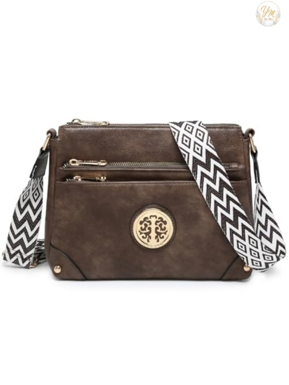 Dasein Crossbody Shoulder Bag Multi Pockets Guitar Strap